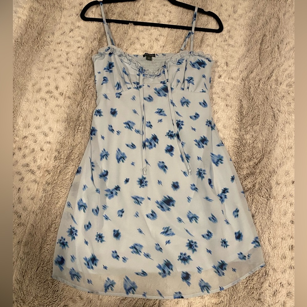 wild fable Light Blue Mini Dress with Blue Floral Print